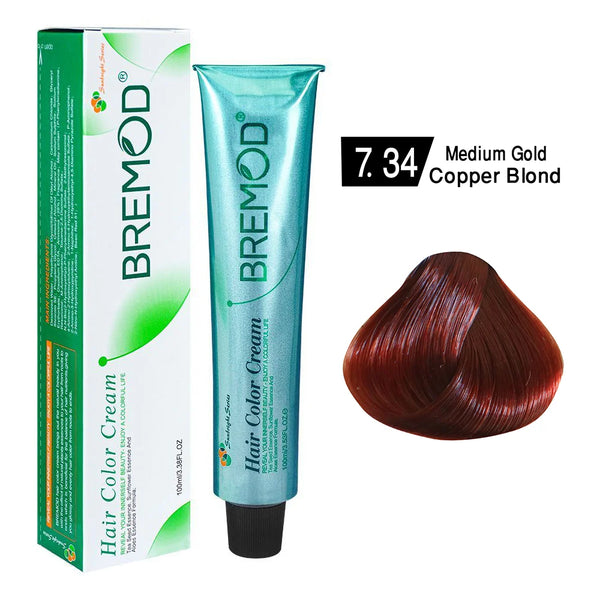 BREMOD Hair Color Cream (Medium Gold Copper 7.34)